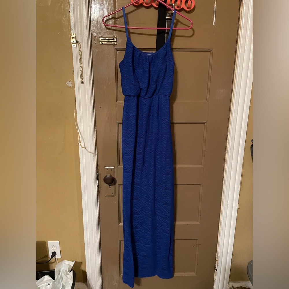 Blue long dress used no rip or tares